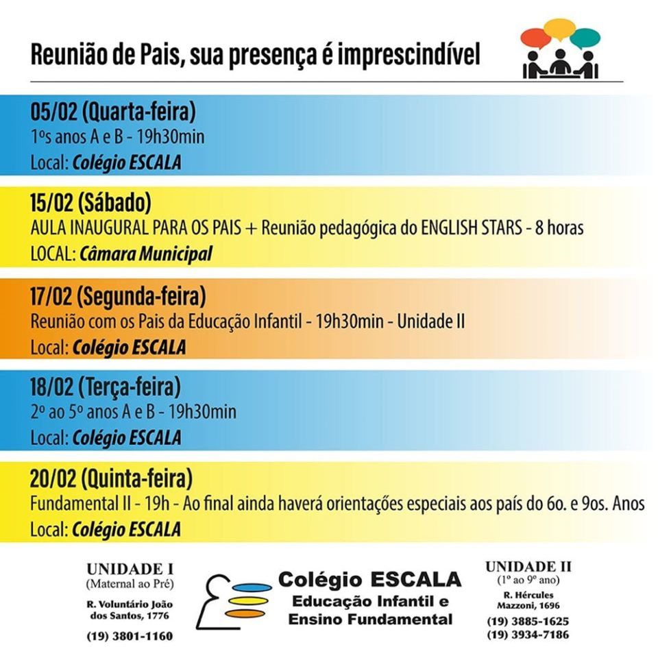 Foto Reunião com pais 2020 Foto Reunião com pais 2020 - Imagem 0
