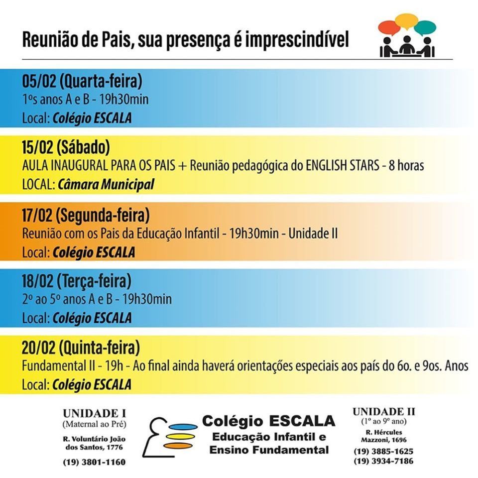 Reunião com pais 2020 Reunião com pais 2020