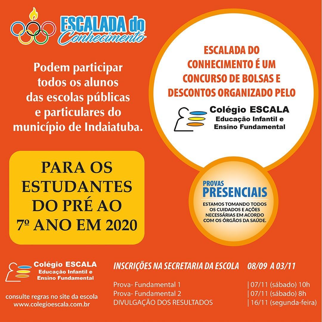 Foto ESCALA DO CONHECIMENTO- CONCURSO DE BOLSAS E DESCONTOS Foto ESCALA DO CONHECIMENTO- CONCURSO DE BOLSAS E DESCONTOS - Imagem 0