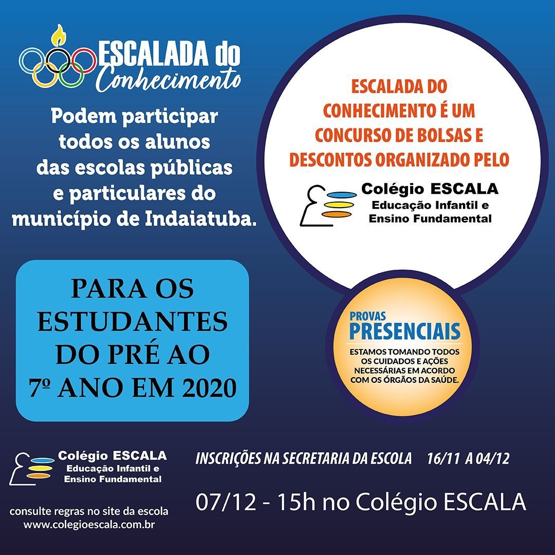 Foto ESCALA DO CONHECIMENTO- CONCURSO DE BOLSAS E DESCONTOS Foto ESCALA DO CONHECIMENTO- CONCURSO DE BOLSAS E DESCONTOS - Imagem 0