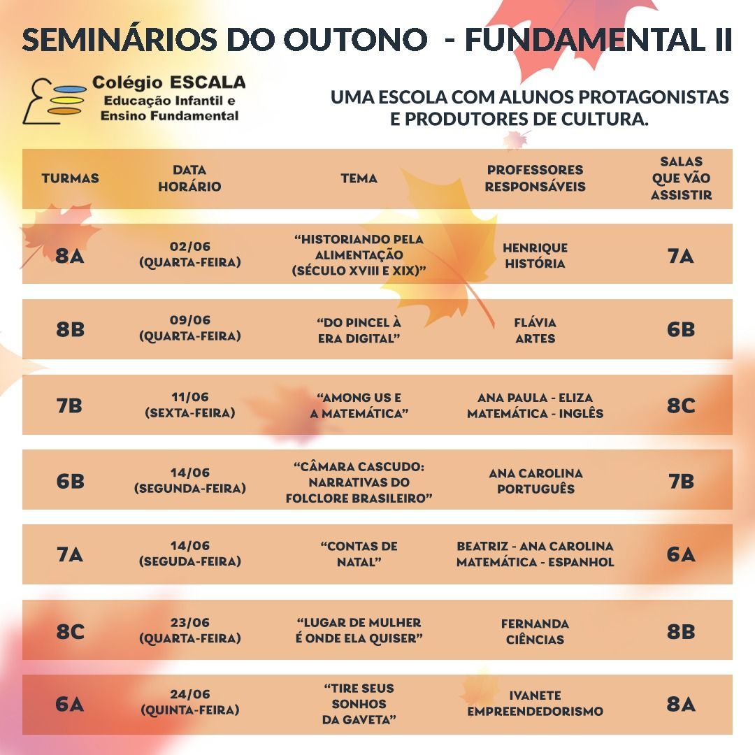 Foto Seminários do Outono acontecem em junho com temas atuais e históricos Foto Seminários do Outono acontecem em junho com temas atuais e históricos - Imagem 0